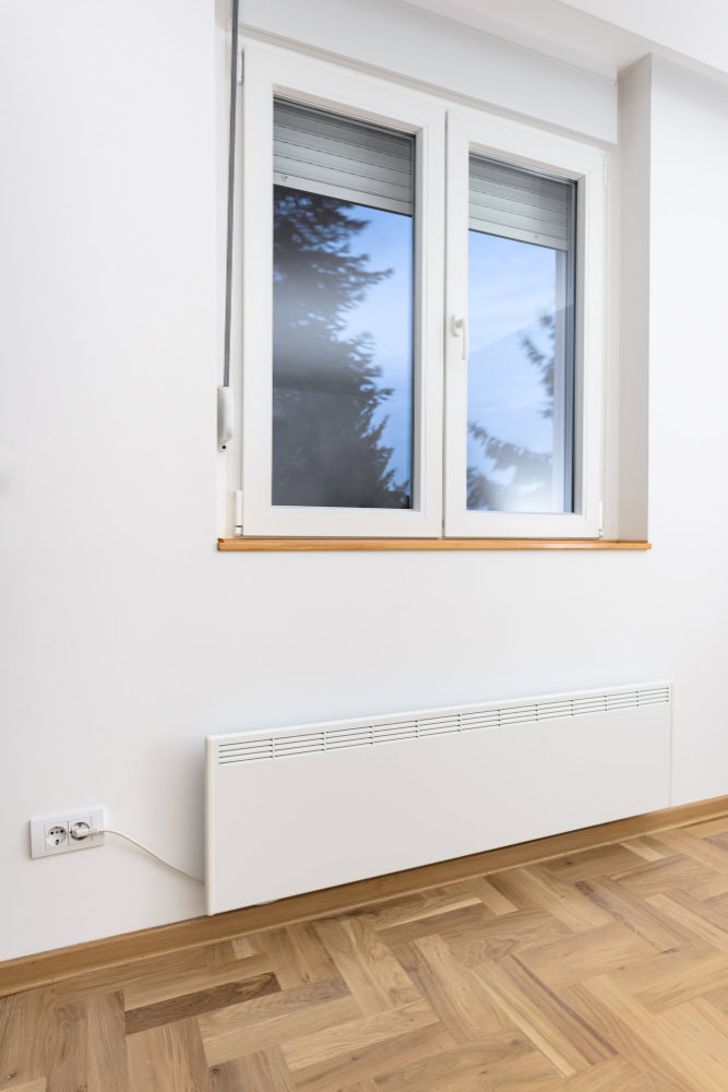 central heating radiator under a window